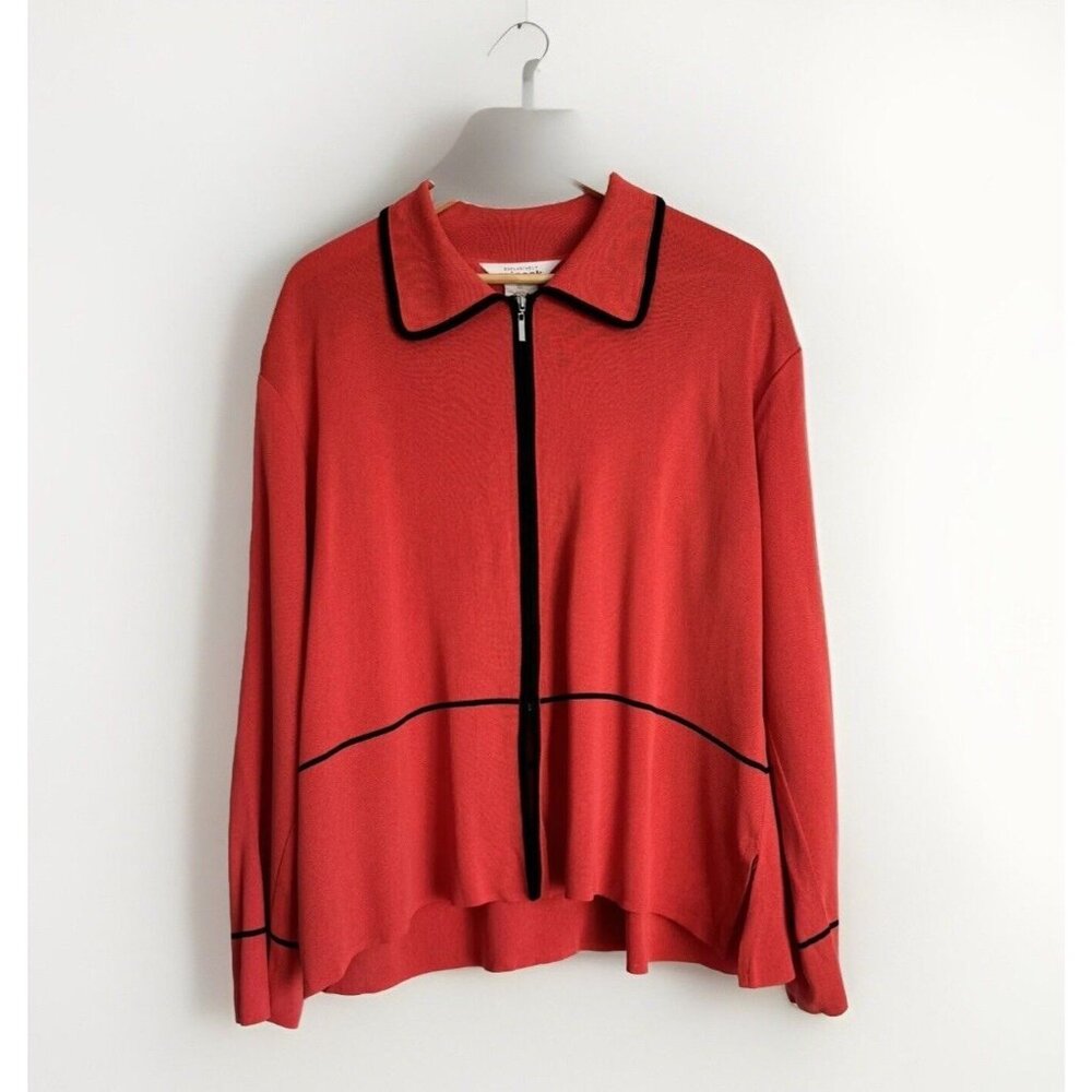 Exclusively Misook Womens Full Zip Blazer Cardigan Size XL Red Quiet Luxury